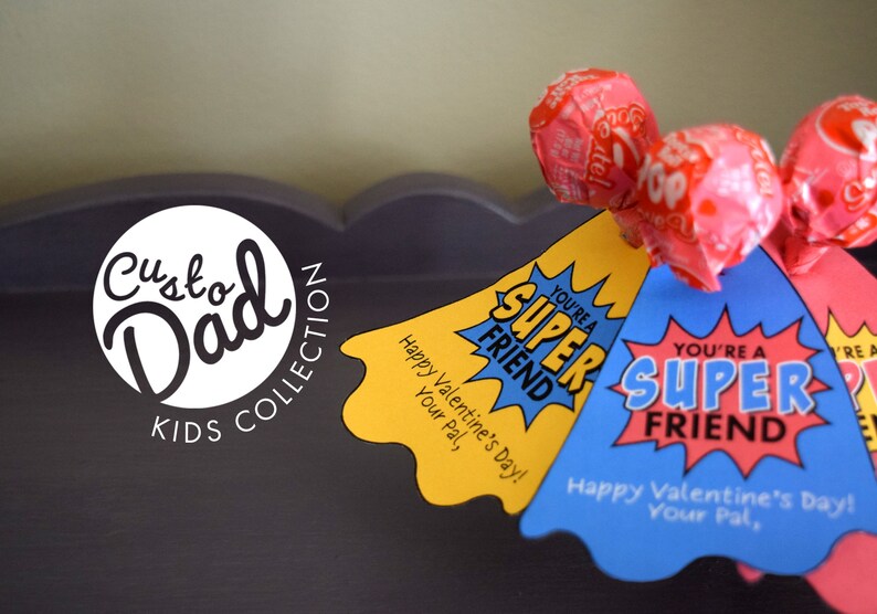 Super Hero Lollipop Valentine Tags