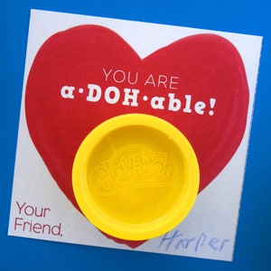 Play Dough Valentine, You are a-DOH-able, Children&#39;s Valentines, Kids Valentines, School Valentine, Classroom Valentine