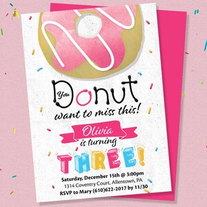 Donut, Girl, You Donut Want to Miss This, Themed Printable Birthday Party Invitation