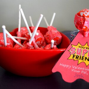 Super Hero Lollipop Valentine Tags