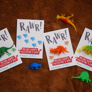 Dinosaur Valentine Card, Rawr Means Happy Valentine's Day, Children's Valentines, Kids Valentines, School Valentine, Classroom Valentine image 4