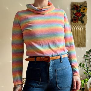 70s/80s Pastel Rainbow Turtleneck
