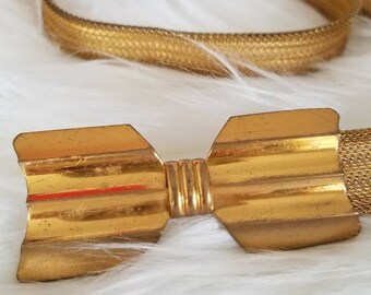 Gold Bowtie Belt, Metal Cinch Accent