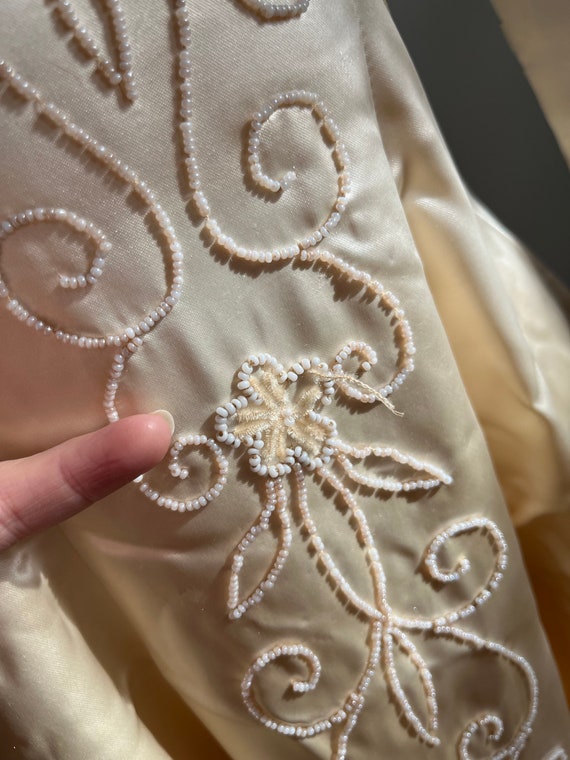 1940s Beaded Satin Wedding Gown - image 7