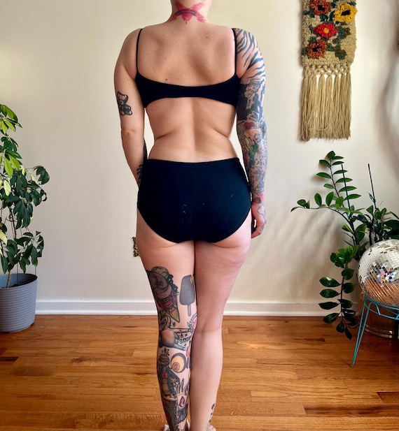 60s/70s Black Ruffle Top Bikini by Hengella - image 4