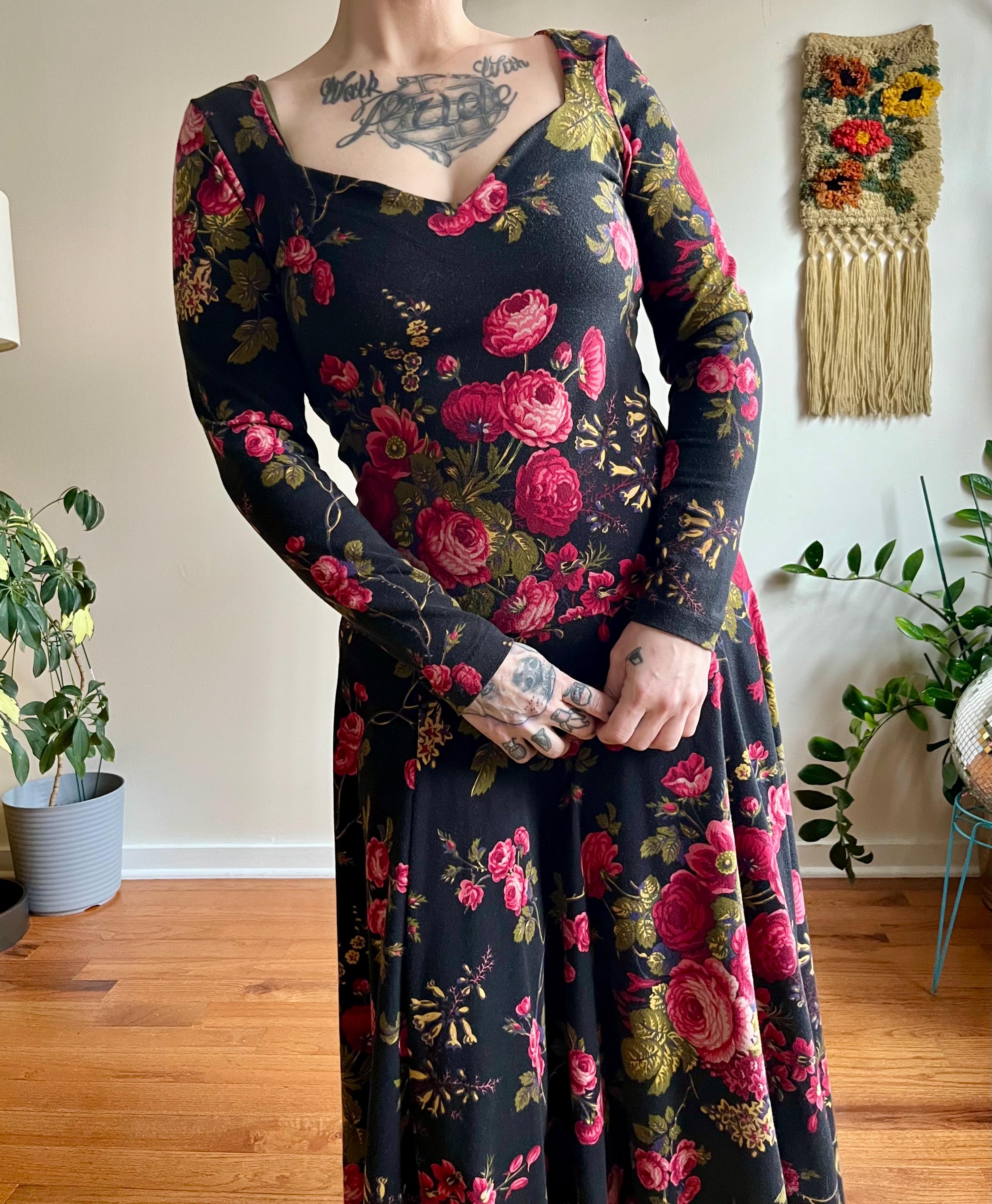 80s Betsey Johnson Punk Label Floral Dress - Etsy