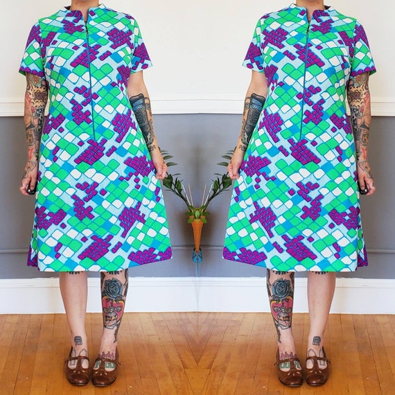 60s Puritan Forever Young Geometric Shift Dress - image 1