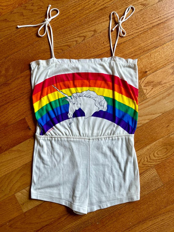RARE 70s/80s Rainbow Unicorn Romper by Eclipse - image 2