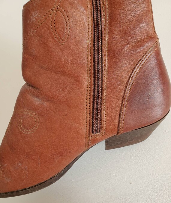 80s Maine Wood Leather Lance Booties, Sz 5.5 - image 8
