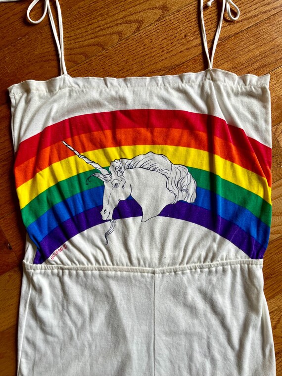 RARE 70s/80s Rainbow Unicorn Romper by Eclipse - image 3