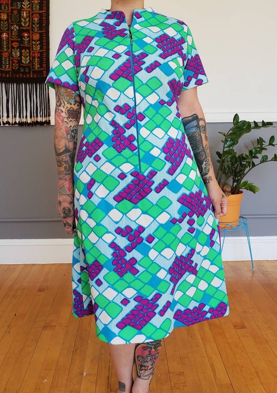 60s Puritan Forever Young Geometric Shift Dress - image 2