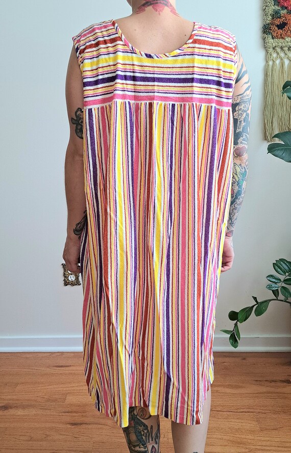 60s/70s Candy Stripe Tent Dress w/ Pocket, XXL - image 5