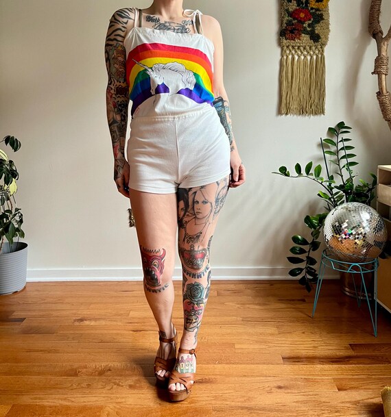 RARE 70s/80s Rainbow Unicorn Romper by Eclipse - image 9