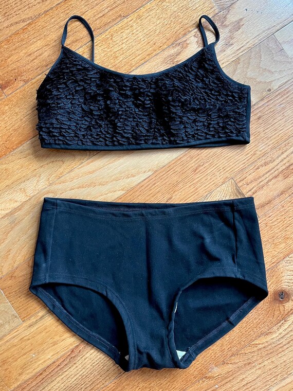 60s/70s Black Ruffle Top Bikini by Hengella - image 5
