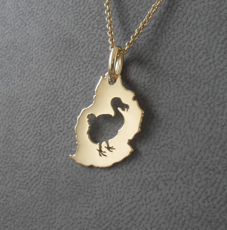 Pendentif île Maurice,avec dodo, or jaune 750/1000 18K, image 1