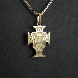 Pendentif croix du Portugal, collier Portugais, symbole Portugal,cadeau pour lui,or jaune 750/1000 image 1