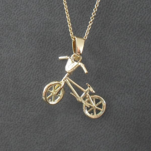 Pendentif vélo,collier bmx ,or jaune 750/1000