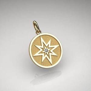 Pendentif rose des vents or jaune 18K unisexe image 1