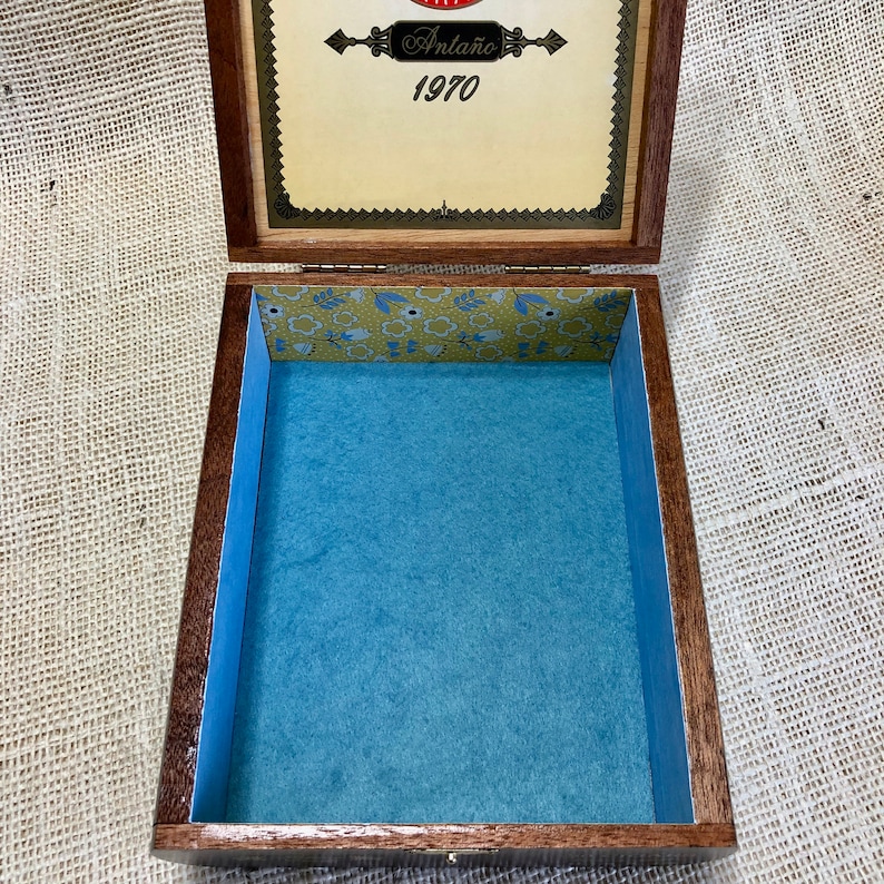 Up Cycled Cigar Box Jewelry Organizer Box Decorated Cigar Box Wood Jewelry Box Jewelry Storage Box Repurposed Cigar Box