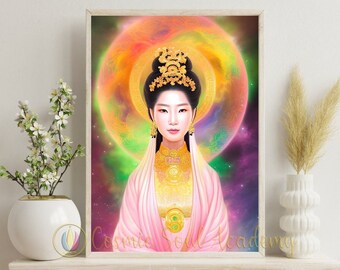 Ascended Master Quan Yin: Radiate Compassion  - Digital Poster (A1, A4, A5, A6)-Digital Print-instant download