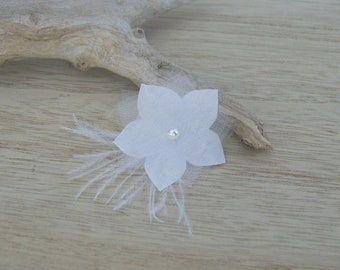 Hair barrette White Customizable color clip Woman Child Girl Baby Flower Feather dress Bride/Wedding/Ceremony Fine short hair