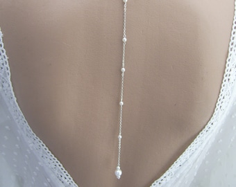Jewelry/Back drop for necklace (not included) Pearl beads White/Ivory Silver color Silver (dress) Bride/Wedding/Evening/Ceremony
