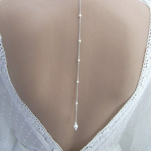 Jewelry/Back drop for necklace (not supplied) Pearl beads White/Ivory Silver color Silver (dress) Bride/Wedding/Evening/Ceremony