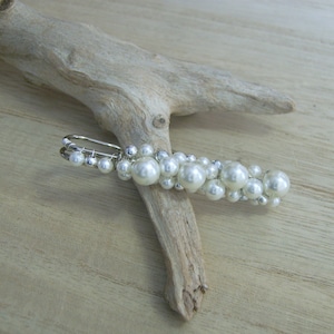 Attachment/Raising Train Brooch Jewel Light Ivory White Silver, Customizable Color Pearl Wedding Dress/Wedding/Ceremony Stole Vest