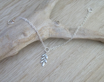 Fine Nature Leaf chain bracelet Silver "Silver" color Bride Wedding Evening Ceremony Cocktail (p dress) gift Mom Friend Woman Girl