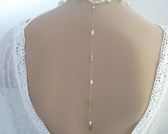 Bijoux/Chute de dos pour collier (non fourni) goutte (p robe de) Mariée/Mariage/Soirée Blanc/Vert Anis Pomme Perles cristal