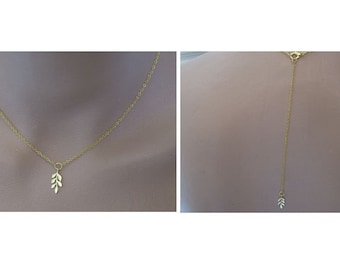 Fine Nature Leaf Pendant Chain Necklace Set + Golden “Gold” back jewel Bridal Wedding Evening Ceremony Cocktail (p dress) (cheap)