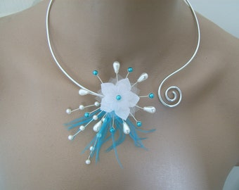 Collier perles Crème/Blanc/Rose clair/Gris robe mariée/mariage/soirée