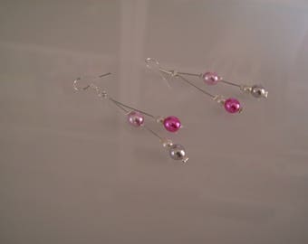 Raffinati orecchini avorio/rosa/fucsia/argento/grigio topo p Abito sposa/sposa/sera/cerimonia/cocktail perline perlati, clip possibile regalo di Natale