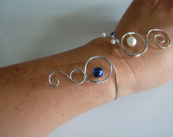 Bracelet Original Bleu saphir/roi/marine/foncé/électrique Argenté/Blanc/Ivoire/Crème p robe de Mariée/Mariage/Soirée perles ( pas cher)