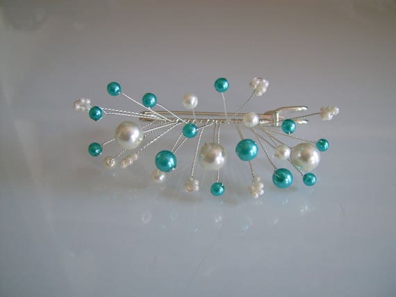 Collier Bleu Turquoise/Ivoire/ Blanc cassé p robe mariée mariage soirée