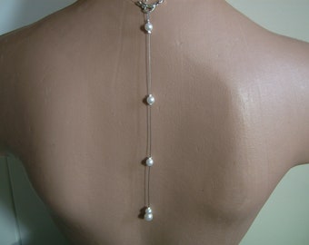 Bijoux/Chute de dos collier Ivoire Blanc (p robe de) Mariée/Mariage/Soirée/Cérémonie/Coktail Perles Nacrées imitation culture pas cher