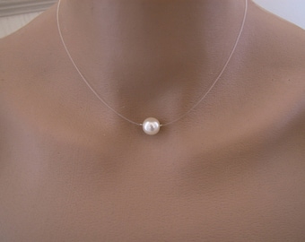 Collier Perle ivoire ( imitation perle culture) p robe de Mariée/Mariage/Soirée/Cérémonie/Coktail  Perle verre (pas cher)