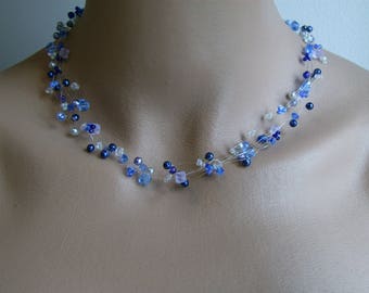 Collier Original Bleu clair/marine/roi/saphir cristal p robe de Mariée/Mariage/Soirée/Cérémonie perles nacrées/Cristal (pas cher)