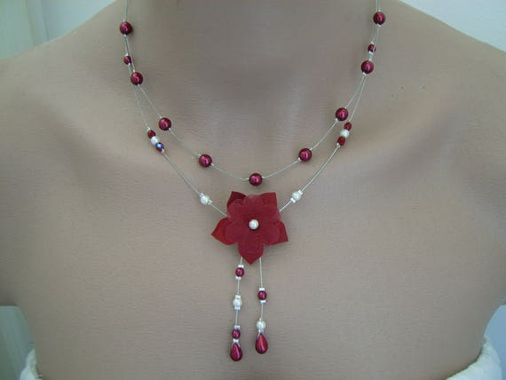 Collana originale rosso bordeaux/avorio pr Abito da sposa/sposa