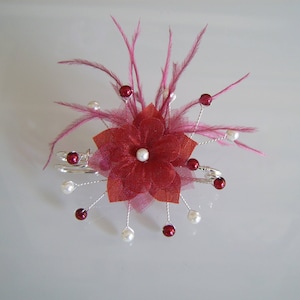 Clip/back train / brooch Botonniere Burgundy / ivory / white beads flower feathers p dress bridal/wedding/ceremony/Cocktail (cheap)