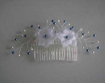 Accessoire de cheveux peigne bijou Perles Fleur robe Mariée/Mariage/Cérémonie Blanc (ou ivoire)/Bleu Moyen original ( pas cher)