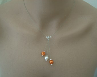 Collier Original raffiné Orange/Ivoire/Crème/Ecru/Beige clair (ou blanc) p robe de Mariée/Mariage/Soirée/Cérémonie perle petit prix pas cher