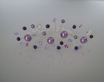 Peigne accessoires cheveux bijou Originale Violet/Mauve/Parme Perles/Cristal/Prune  p robe Mariée/Mariage/Soirée/Cérémonie ( pas cher)