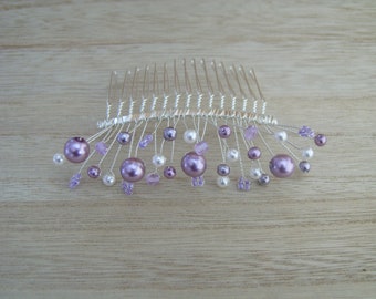 Comb hair accessories jewel Original Purple/Mauve/Parma/White Pearls/Crystal for dress Bride/Wedding/Evening/Ceremony Customizable