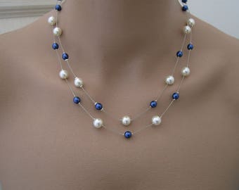 Refined Necklace Original Ivory/Ecru/Cream/King Blue/Navy/Dark (Available in White/Blue) p Wedding Dress/Wedding/Pearl Evening (cheap)