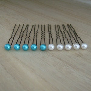 Lot De 5 épingles à Cheveux Avec Perles Bleu Turquoise - Pour Mariée Ou Mariage - Neuf Avec étiquettes
