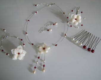 Adornment jewelry necklace bracelet earrings peaks accessories hair/bun ivory/Burgundy Red bridal/wedding/evening flower not cheap