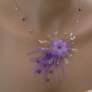 Necklace Original purple/Mauve/purple/lilac/Lavender/Crystal p dress of bride/wedding/party/ceremony/cocktail feathers flower beads (cheap)
