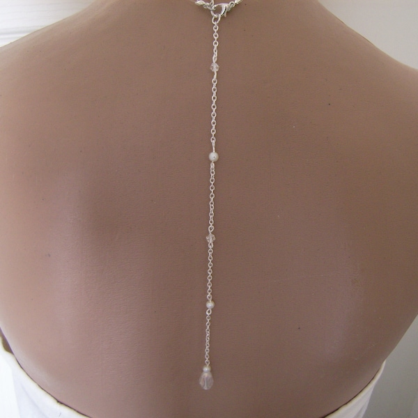 Bijoux/Chute de dos pour collier ( non fourni) goutte (p robe de) Mariée/Mariage/Soirée  Ivoire/Cristal Perles nacrées (petit prix pas cher)