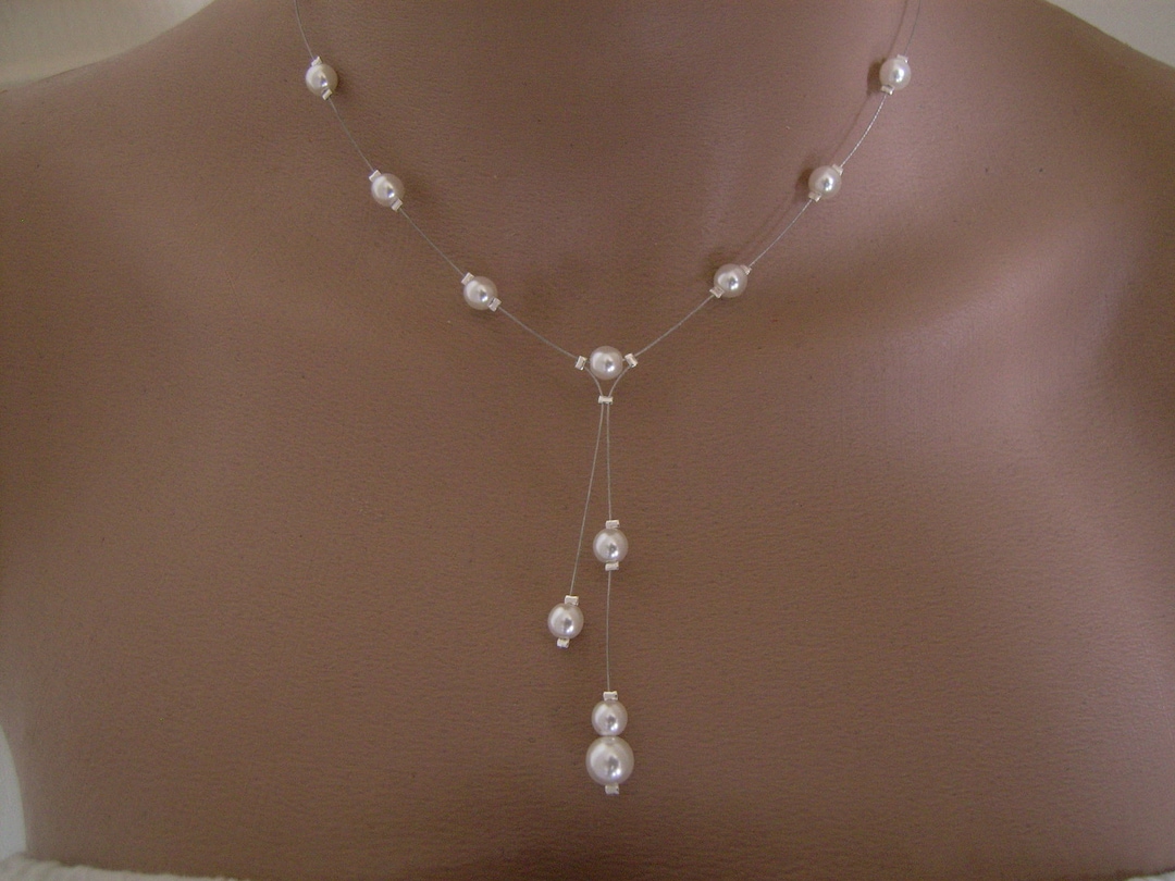 Collier Sautoir Fantaisie Marron - Perles Imitation Culture, Rubans Dentelle, Style Gothique